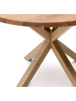 DADEN table diam 120 cm solid acacia wood top and wood effect metal base