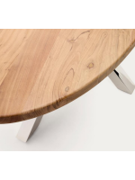 ALESA Mesa ovalada 200x100 cm tapa de madera maciza de acacia y base de acero inoxidable home design