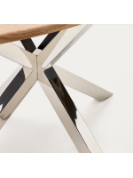ALESA oval table 200x100 cm solid acacia wood top and stainless steel base home design