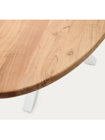 COSTELLA table ovale 200x100 cm plateau en bois d'acacia massif et piètement en acier blanc home design