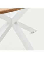 COSTELLA table ovale 200x100 cm plateau en bois d'acacia massif et piètement en acier blanc home design