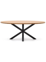PASSION table ovale 200x100 cm plateau en bois d'acacia massif et piètement en acier noir home design