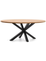 PASSION oval table 200x100 cm solid acacia wood top and black steel base home design