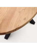 PASSION tavolo ovale 200x100 cm piano in legno massello di acacia e base in acciaio nero design casa