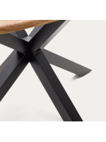 PASSION tavolo ovale 200x100 cm piano in legno massello di acacia e base in acciaio nero design casa
