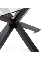 FEGER table ovale 200x100 cm plateau en verre trempé et piètement en acier noir design maison
