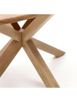 HETEL tavolo ovale 200x100 cm piano in legno massello di acacia e base in acciaio effetto legno design casa