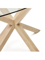 MISTER oval table 200x100 cm tempered glass top and wood effect steel base home design