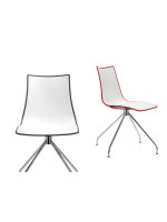 ZEBRA BICOLORE con trespolo scelta colore in polimero struttura girevole in acciaio cromato sedia casa living contract