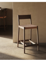 PAPIRO Hocker mit Sitzhöhe 65 cm aus massivem Eichenholz mit Nussbaum und Seil