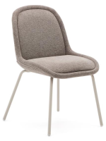 LAMPAG in ciniglia marrone chiaro e gambe in metallo beige opaco sedia design