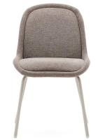 LAMPAG in ciniglia marrone chiaro e gambe in metallo beige opaco sedia design