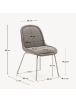 LAMPAG in ciniglia marrone chiaro e gambe in metallo beige opaco sedia design