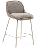 LAMPAG stool h 65 cm in chenille choice of color and matt beige metal legs