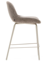 LAMPAG Taburete h 65 cm en chenilla color a elegir y patas de metal beige mate