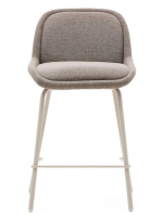 LAMPAG stool h 65 cm in chenille choice of color and matt beige metal legs
