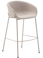 ESTERE stool h seat 75 cm in beige chenille and beige metal legs design home contract
