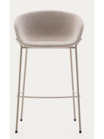 ESTERE stool h seat 75 cm in beige chenille and beige metal legs design home contract