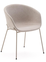 ESTERE sedia con braccioli in ciniglia beige e gambe in metallo beige poltroncina di design