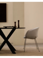 ESTERE sedia con braccioli in ciniglia beige e gambe in metallo beige poltroncina di design