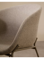 ESTERE sedia con braccioli in ciniglia beige e gambe in metallo beige poltroncina di design