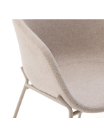 ESTERE Silla con reposabrazos de chenilla beige y patas de metal beige Sillón de diseño