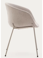 ESTERE sedia con braccioli in ciniglia beige e gambe in metallo beige poltroncina di design