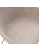 ESTERE sedia con braccioli in ciniglia beige e gambe in metallo beige poltroncina di design