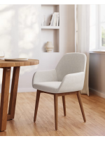 CLEM scelta colore in tessuto sedia con braccioli gambe in frassino scuro design casa poltroncina