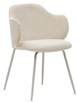 BISQUIT in velluto a coste grandi beige e gambe in metallo beige sedia con braccioli casa living