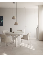 BISQUIT in velluto a coste grandi beige e gambe in metallo beige sedia con braccioli casa living
