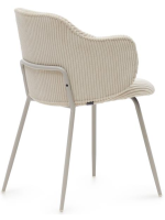 BISQUIT in velluto a coste grandi beige e gambe in metallo beige sedia con braccioli casa living