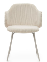 BISQUIT in velluto a coste grandi beige e gambe in metallo beige sedia con braccioli casa living