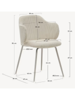 BISQUIT in beige large corduroy and beige metal legs chair with armrests home living