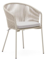 ATENE in ecru synthetic rope with galvanized steel legs and seat cushion for chair with armrests