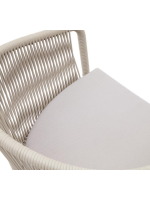 ATENE en corde synthétique écru avec pieds et coussin d'assise en acier galvanisé pour chaise avec accoudoirs