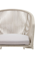 ATENE in ecru synthetic rope with galvanized steel legs and seat cushion for chair with armrests