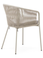 ATENE in ecru synthetic rope with galvanized steel legs and seat cushion for chair with armrests