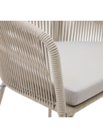 ATENE in ecru synthetic rope with galvanized steel legs and seat cushion for chair with armrests