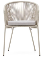 ATENE in ecru synthetic rope with galvanized steel legs and seat cushion for chair with armrests
