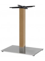 NATURAL TIFFANY 60x40 base in polished or satin stainless steel and column in solid natural beech wood for bars restaurants