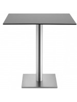 TIFFANY round column h 109 in polished or satin stainless steel square base table bar chalet restaurants
