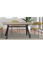 EZIO tavolo 160x90 cm con base in legno massello e piano in MDF impiallacciato