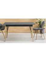 ARTEMISIA 140x80 allungabile 200 tavolo piano in cristallo effetto pietra gambe in legno