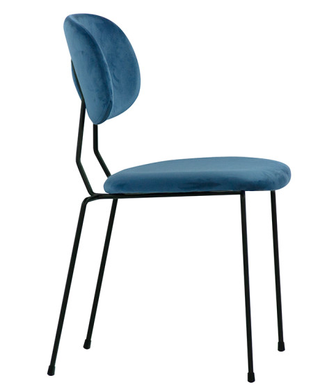 DAMA in velluto scelta colore sedia anni 80 con struttura in metallo nero