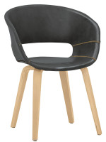 BIANCA scelta colore in ecopelle effetto cuoio struttura in legno sedia con braccioli anni 30