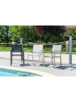LOLLY color choice in aluminum and textilene stackable chair for indoor or outdoor