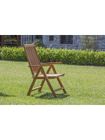 SANTORINI folding 5-position armchair in teak wood for outdoors