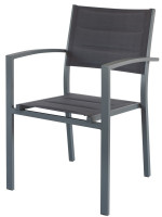 CLARA blanco o antracita silla apilable en aluminio y textileno para interior o exterior