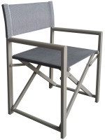 AMBRA folding chair in aluminum and white or dove gray textilene for garden terraces hotel bar restaurants contract